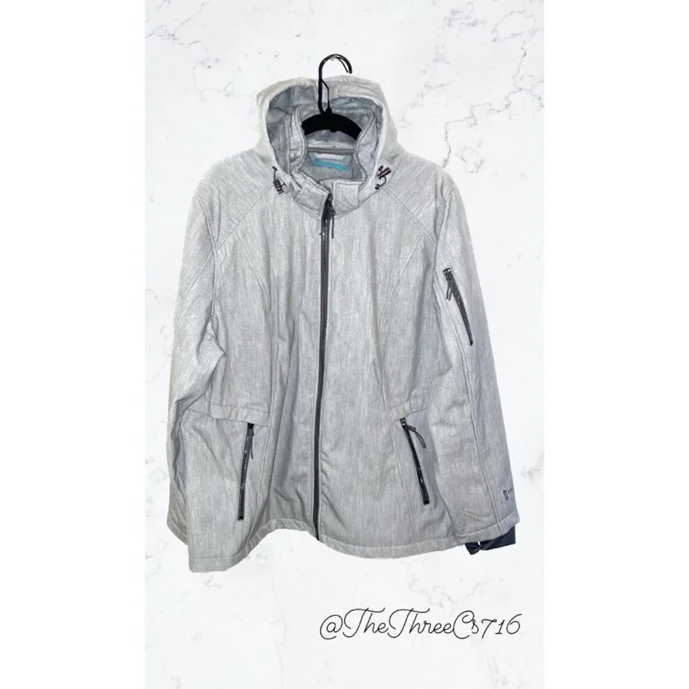 Free Country Grey Womens Zip Jacket With Hood 1XL 2XL 3XL NWT - Picture 1 of 9